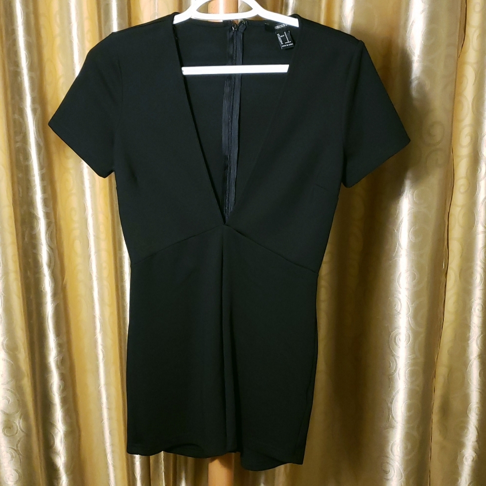 Forever 21 Low-Cut Black Romper Small